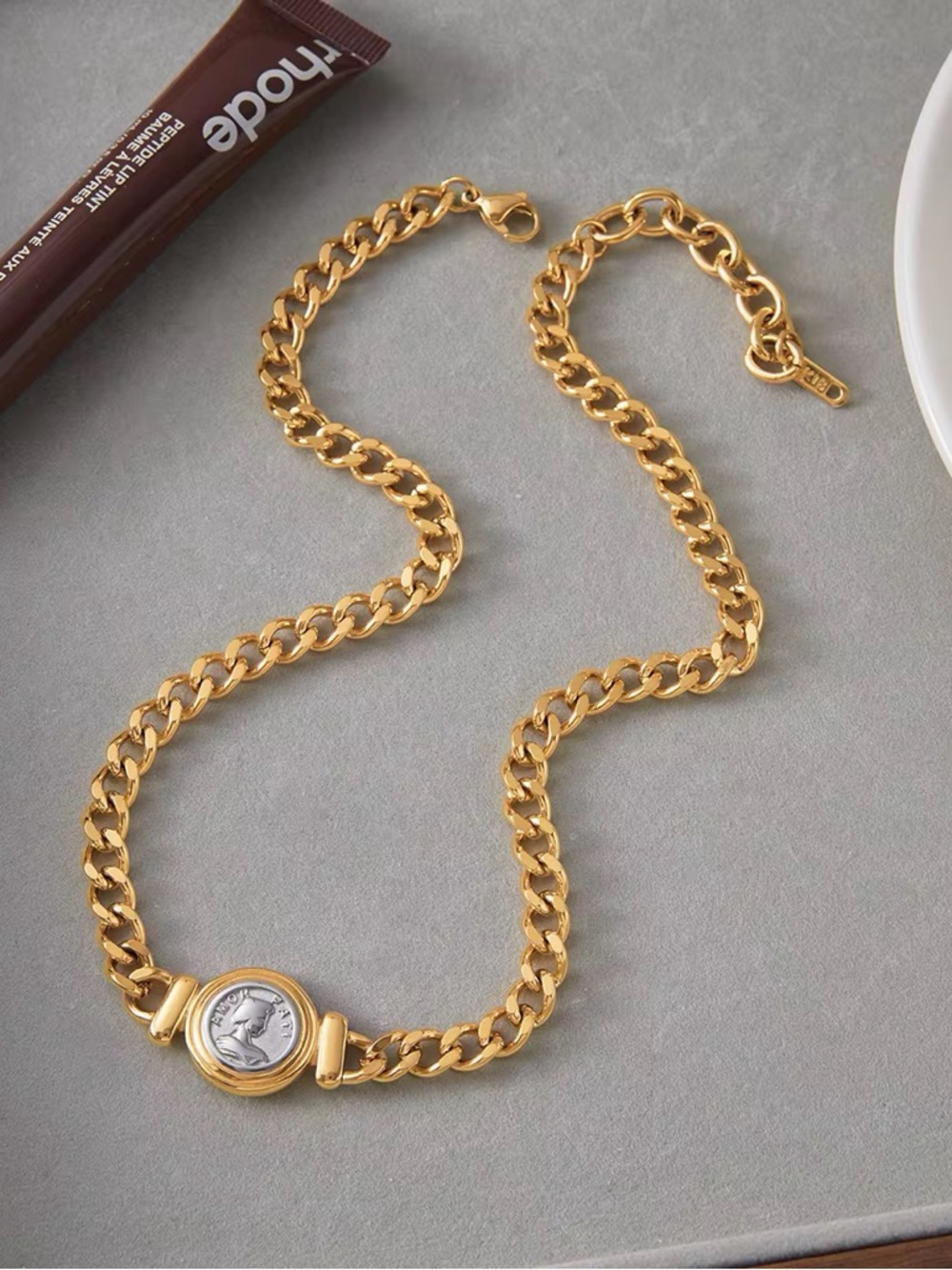 18K Gold Plated Silver Coin Necklace - Picture 4 of 8